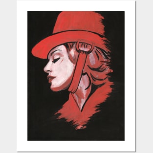 Lady in red Posters and Art